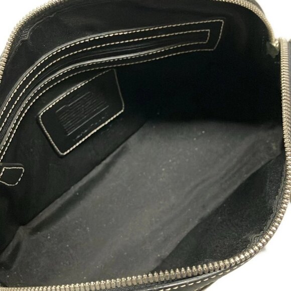 Auth COACH Signature 6047 Gray Black Jacquard Leather Handbag - Picture 5 of 11